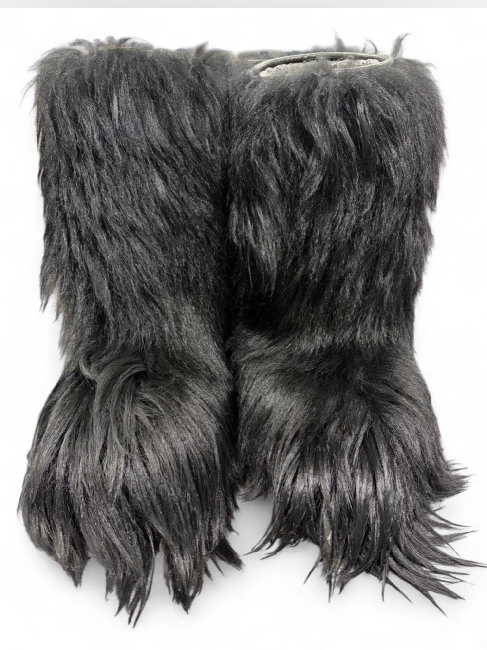 ITALY Real Goat Fur Yeti Apres Ski Boots Black Fur women’s 40/9